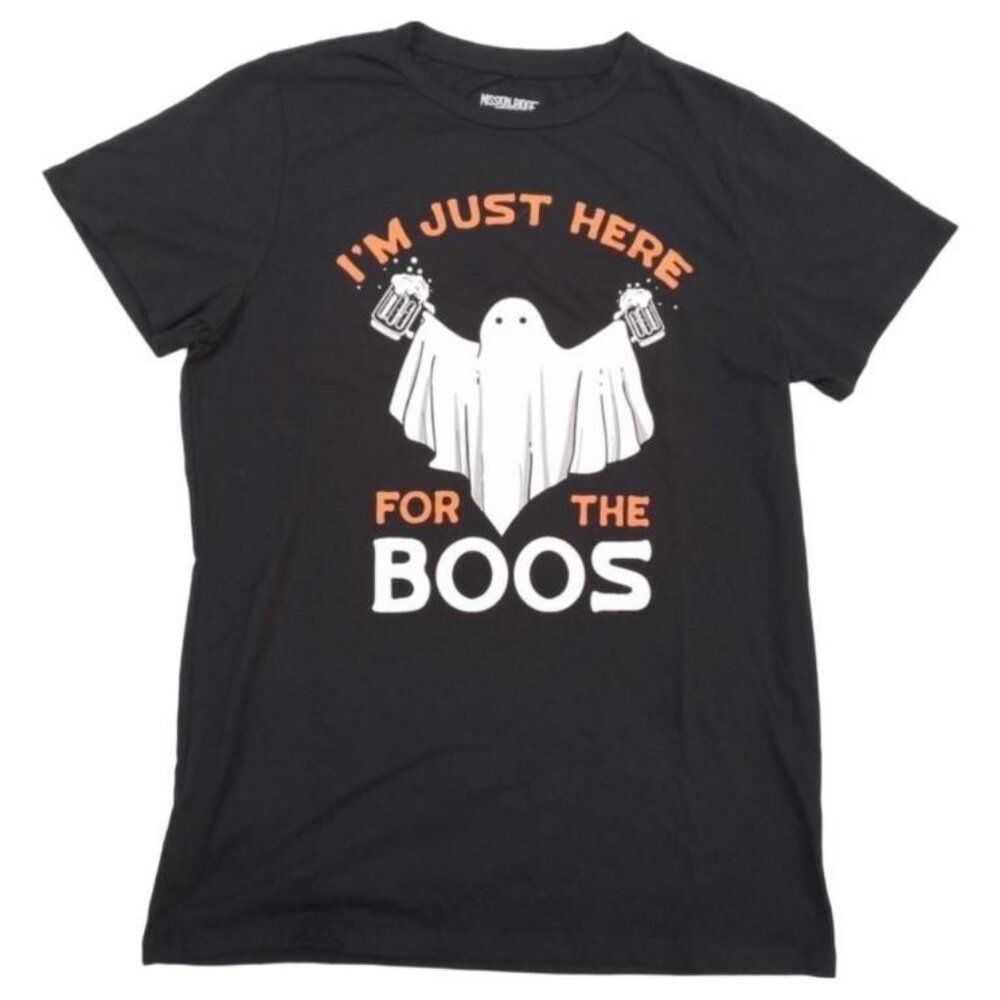 Halloween men’s Ghost Graphic T-shirt - (I’m Just Here For The Boos) - Large